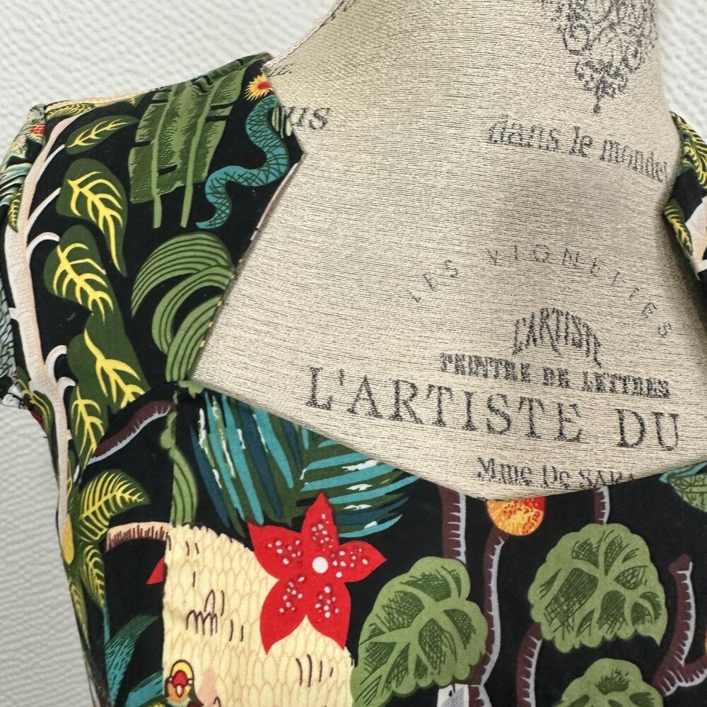 GRACE KARIN Frida Kahlo 50s Styled Cap Sleeve Pencil Wiggle Sweetheart Dress M - Picture 9 of 12